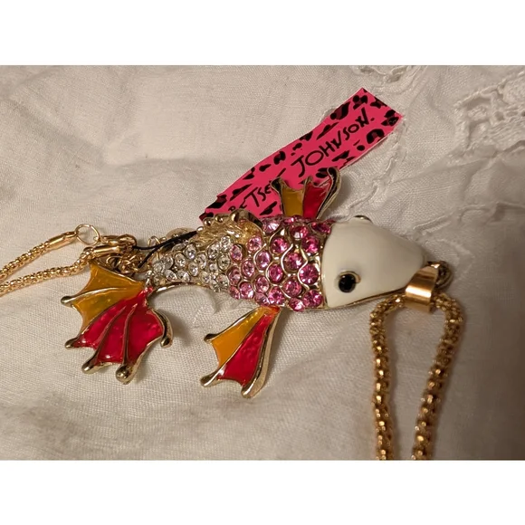 Betsey Johnson Koi Fish Pendant Necklace Y2K Retired Fairycore Cottagecore NWT - Picture 3 of 9